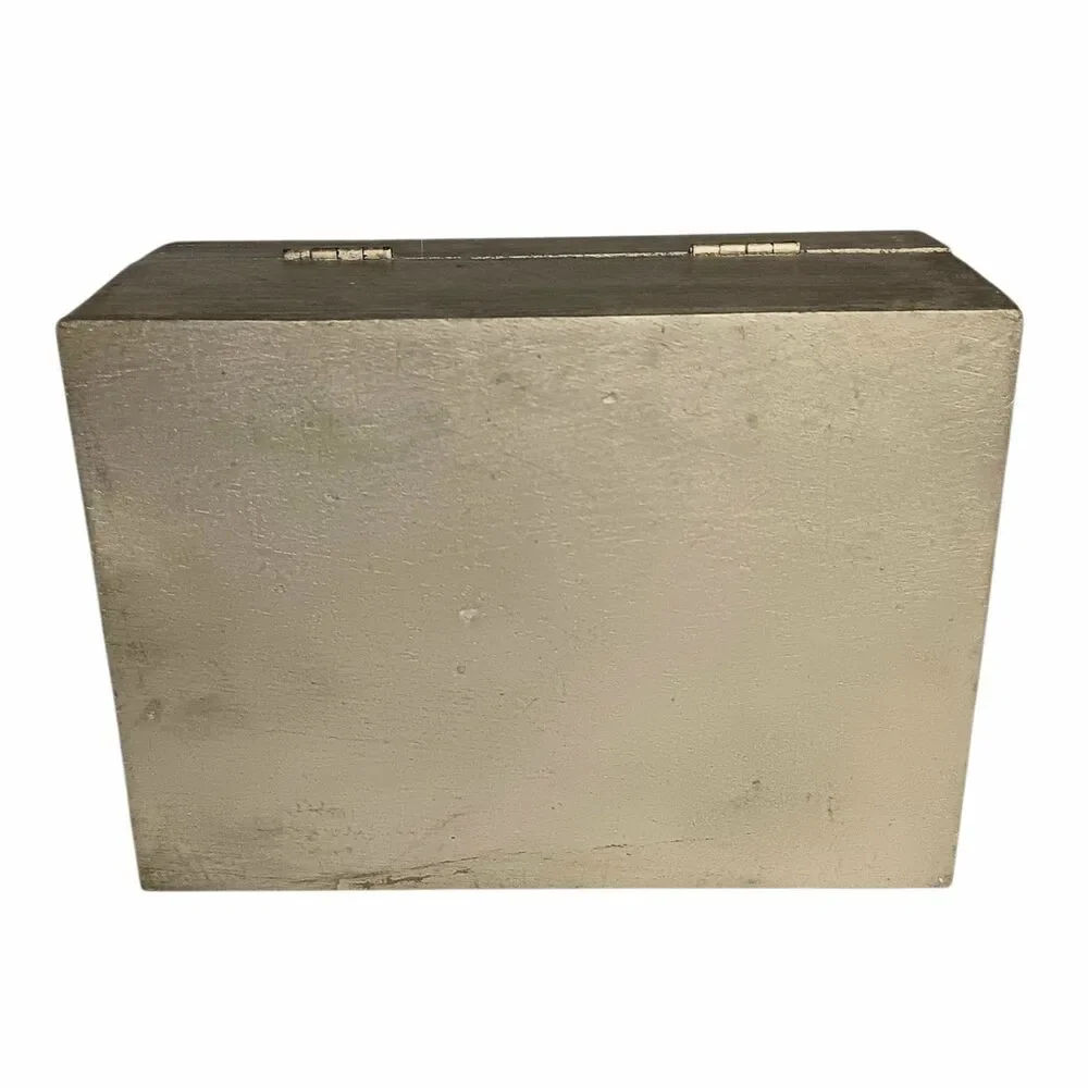 Sparkly Jewlery Box Silver With Sequins & Rhinestones Lightweight Wood 7 x 5 x 3